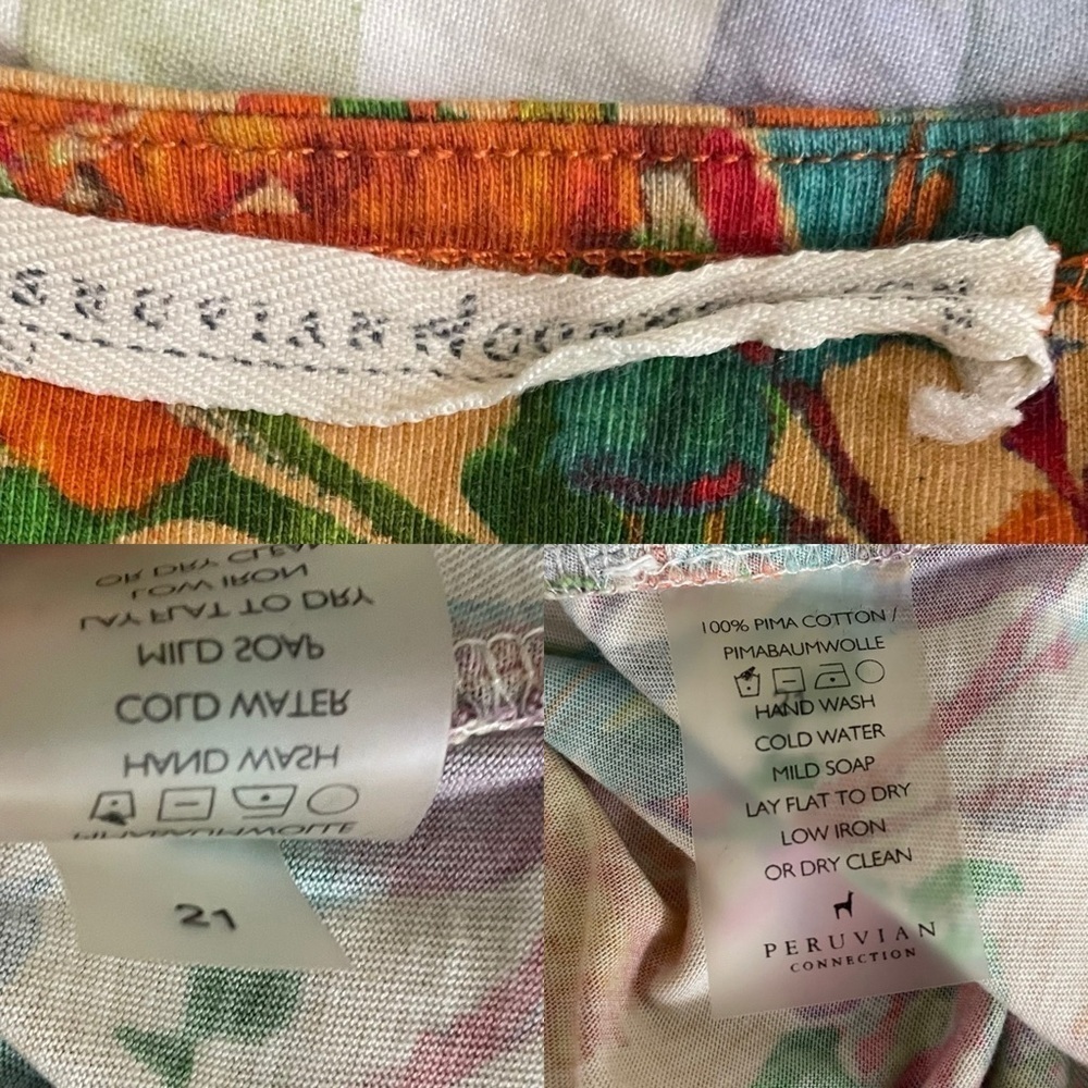 Peruvian Connection Tropico Dress Floral Print Pima Cotton M - Picture 9 of 10